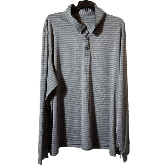 Z by Zella gray striped polo shirt - Picture 1 of 9